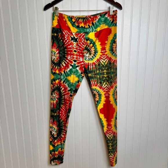 LulaRoe tie dye bright colorful full length leggings tall/curvy P5 - Picture 1 of 4
